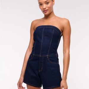Abercrombie & Fitch Strapless Navy Jumpsuit